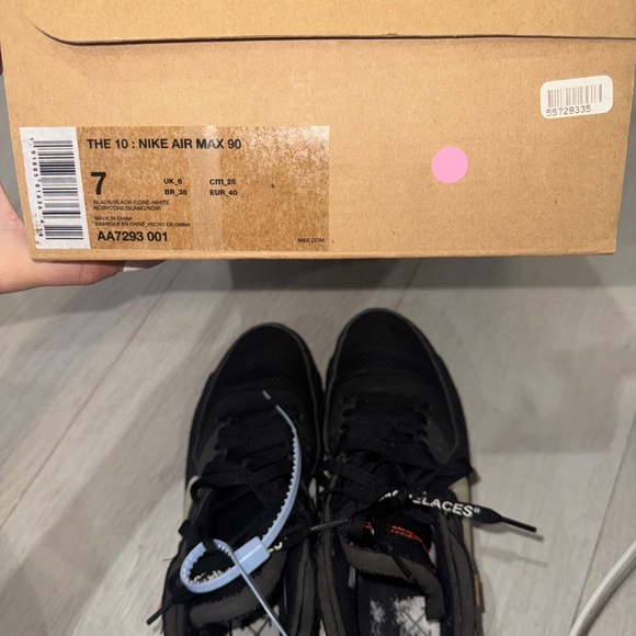 Size 7 men/8.5 women OFF-WHITE Nike air max 90 black - Picture 3 of 11